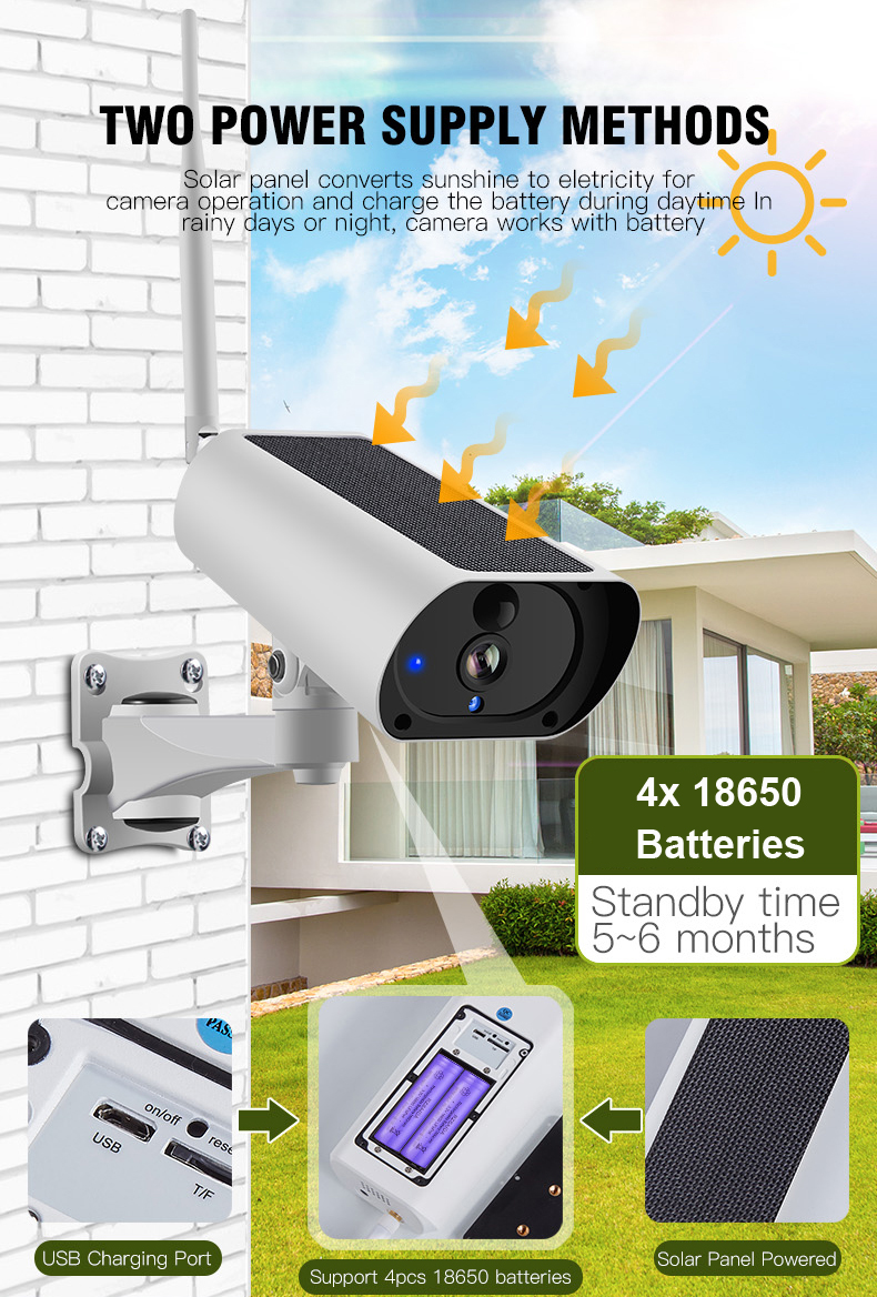 1080P wireless remote infrared night vision two-way voice waterproof IP66 solar gun machine